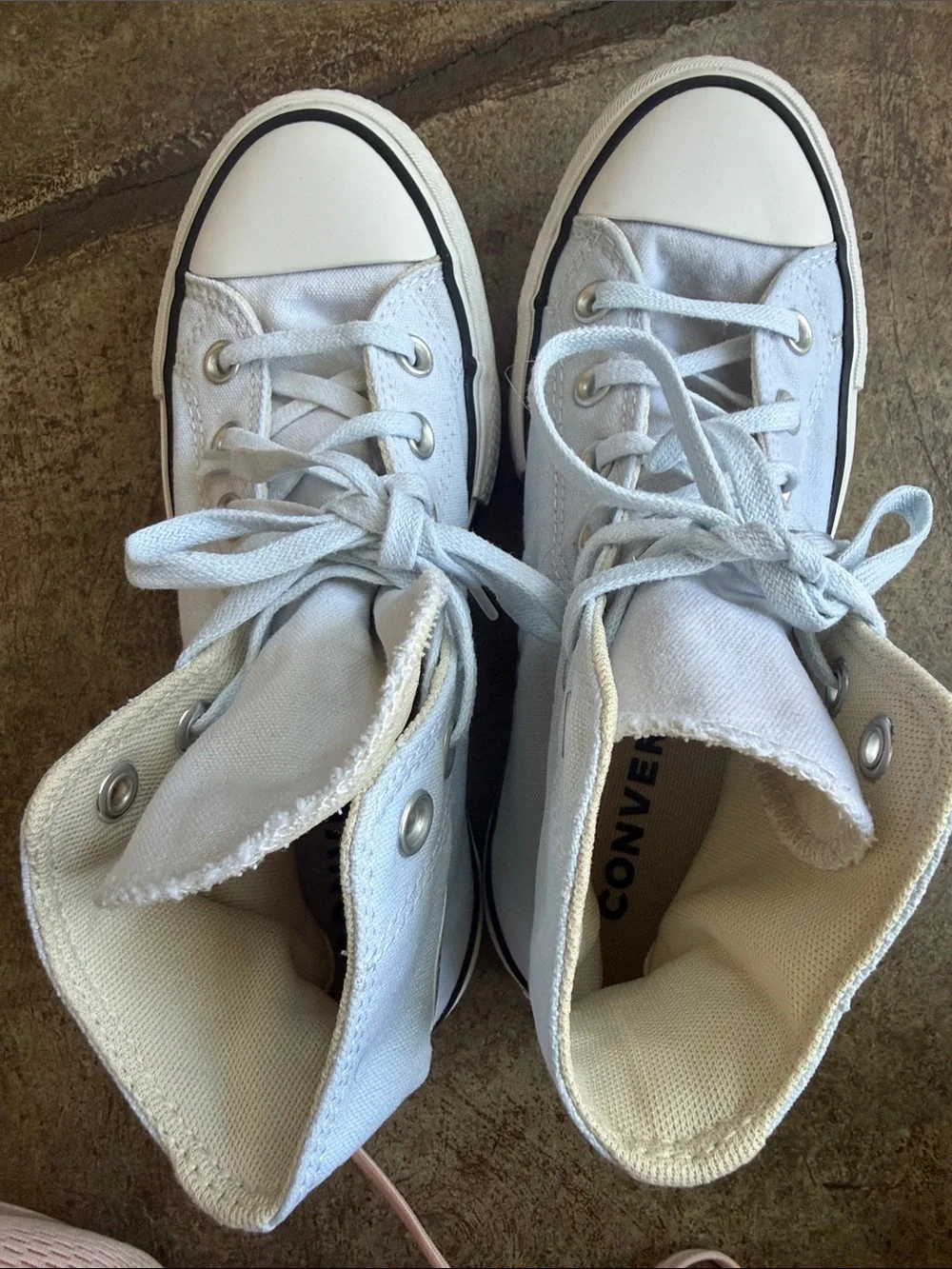 Converse Platform High Top Sneakers - Pale Blue and White